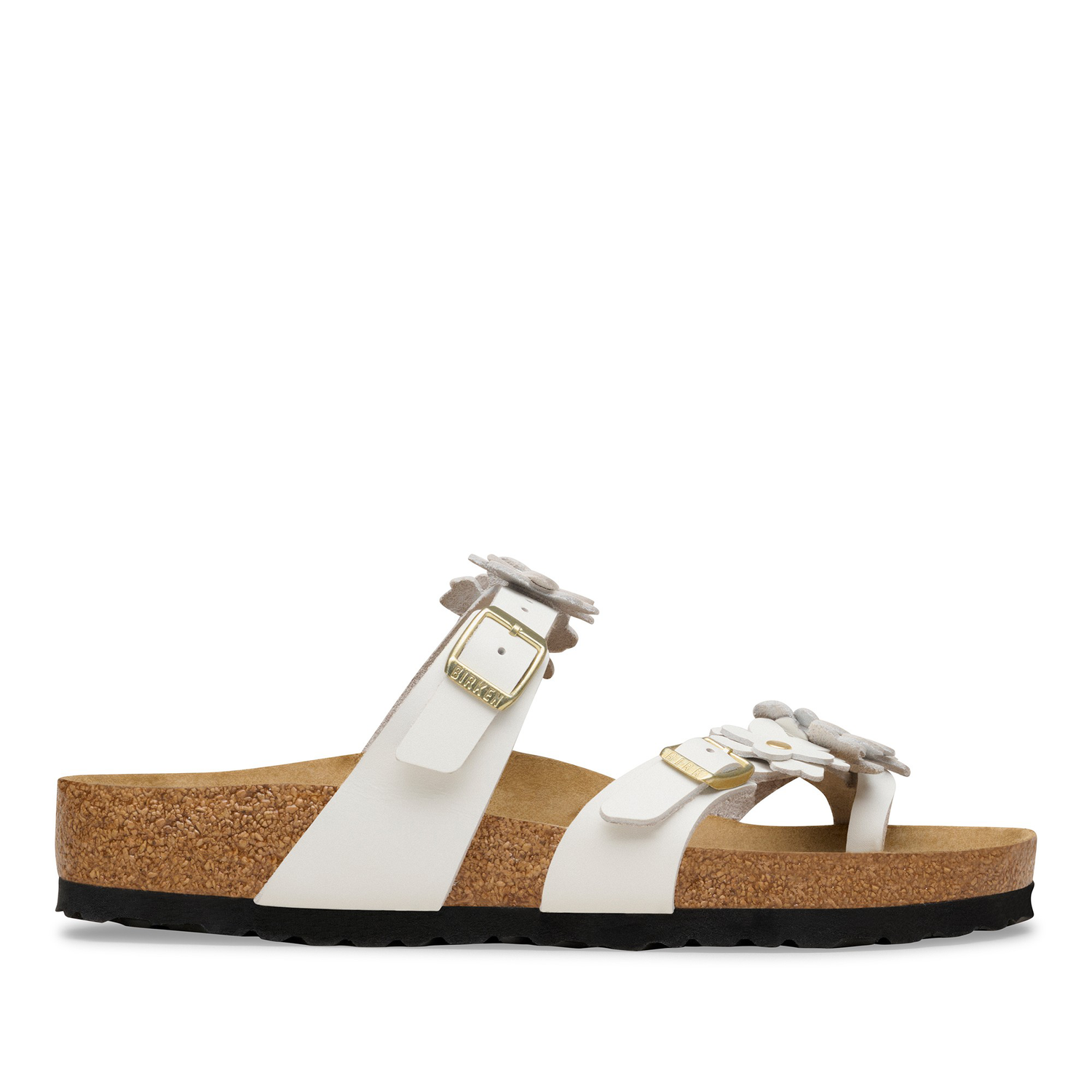 Mayari Flower Embellishment Natural Leather white - BIRKENSTOCK