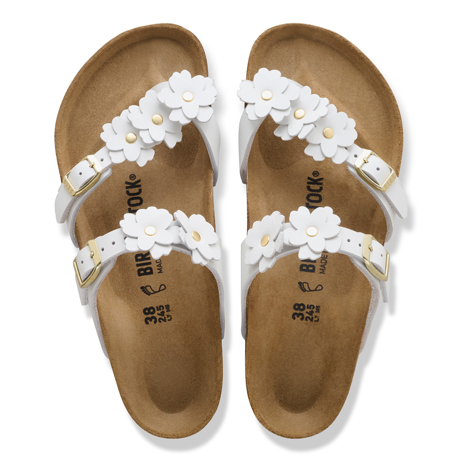 Mayari Flower Embellishment Natural Leather white - BIRKENSTOCK