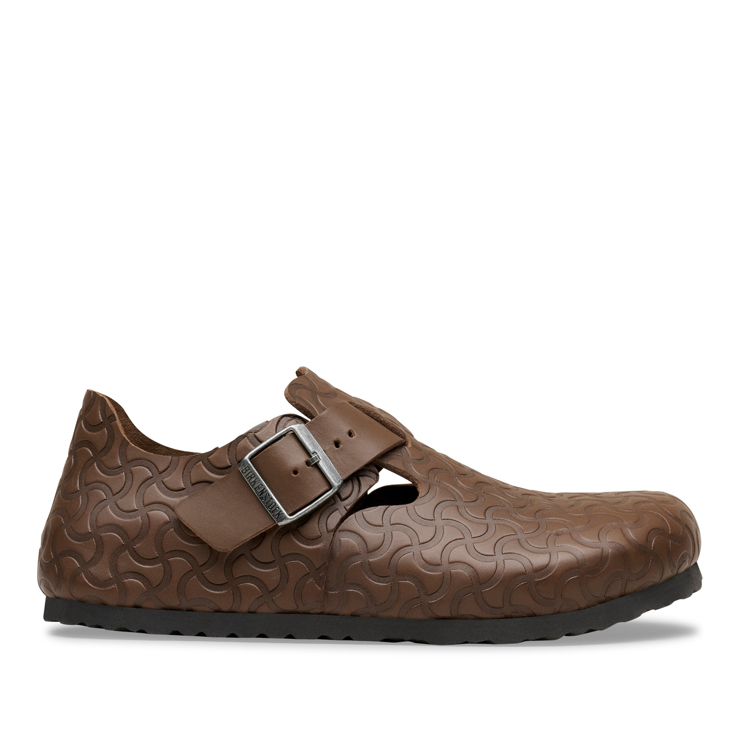London Single Strap Natural Leather Embossed Carafe Semi Veg Tan - BIRKENSTOCK