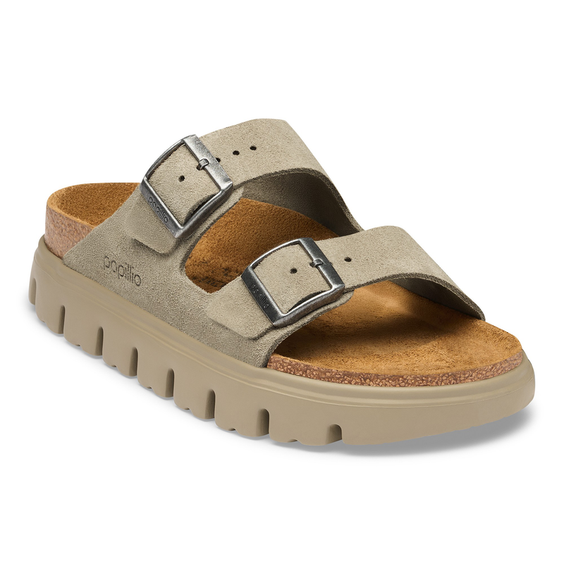 Arizona Platform Suede Leather Taupe Tonal