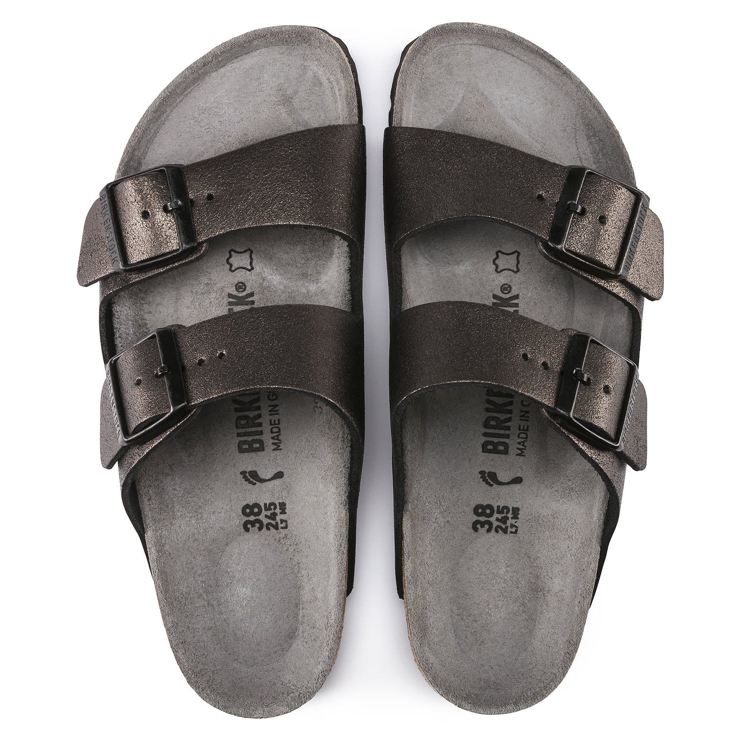 BIRKENSTOCK Arizona Leather Sandal Washed Metallic Antique Black