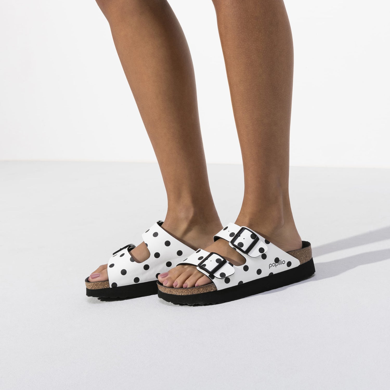 BIRKENSTOCK Arizona Birko-Flor Sandals White Black Dots