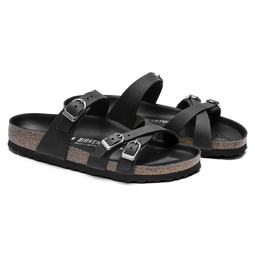 BIRKENSTOCK Franca Oiled Leather Sandal - Black