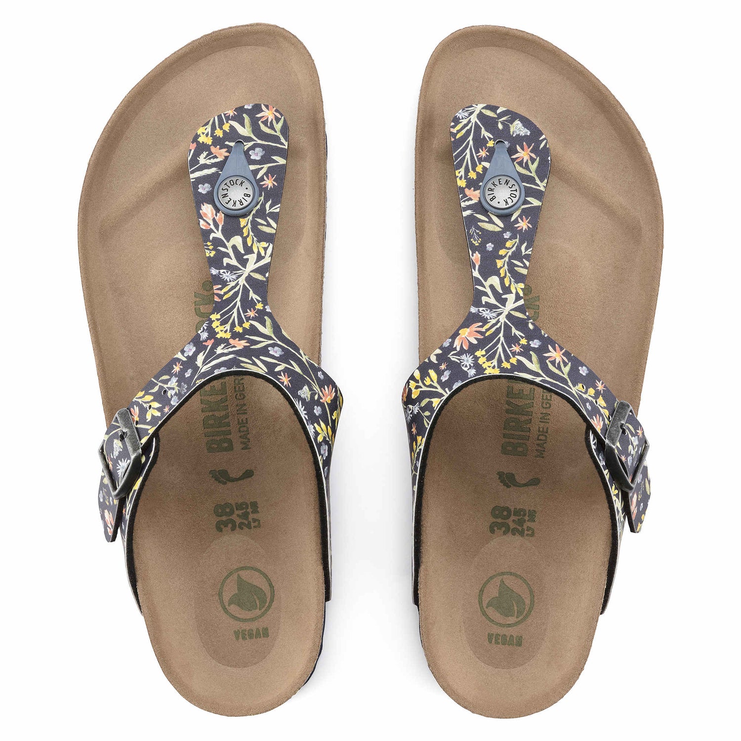BIRKENSTOCK Gizeh Vegan Birko-Flor Sandal Watercolor Flower Navy