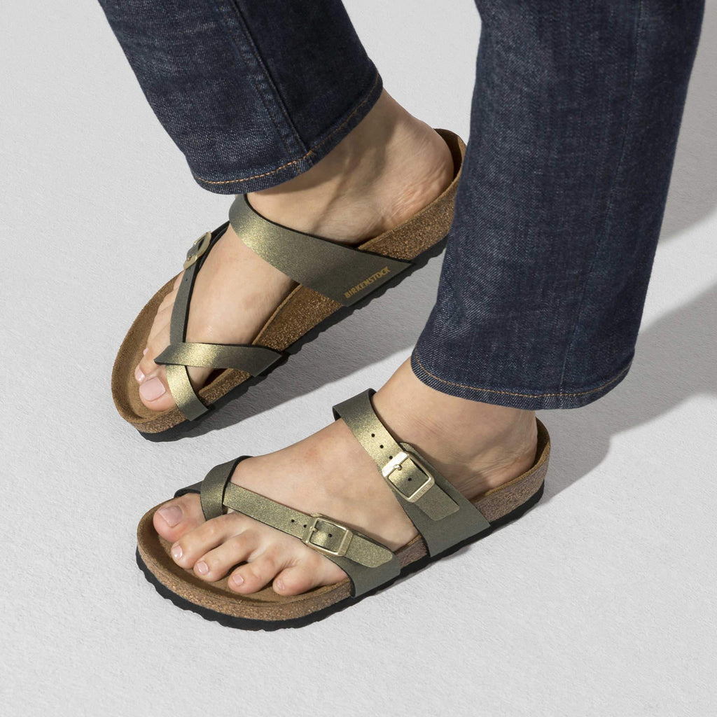 BIRKENSTOCK Mayari Birko-Flor Sandal - Icy Metallic Stone Gold