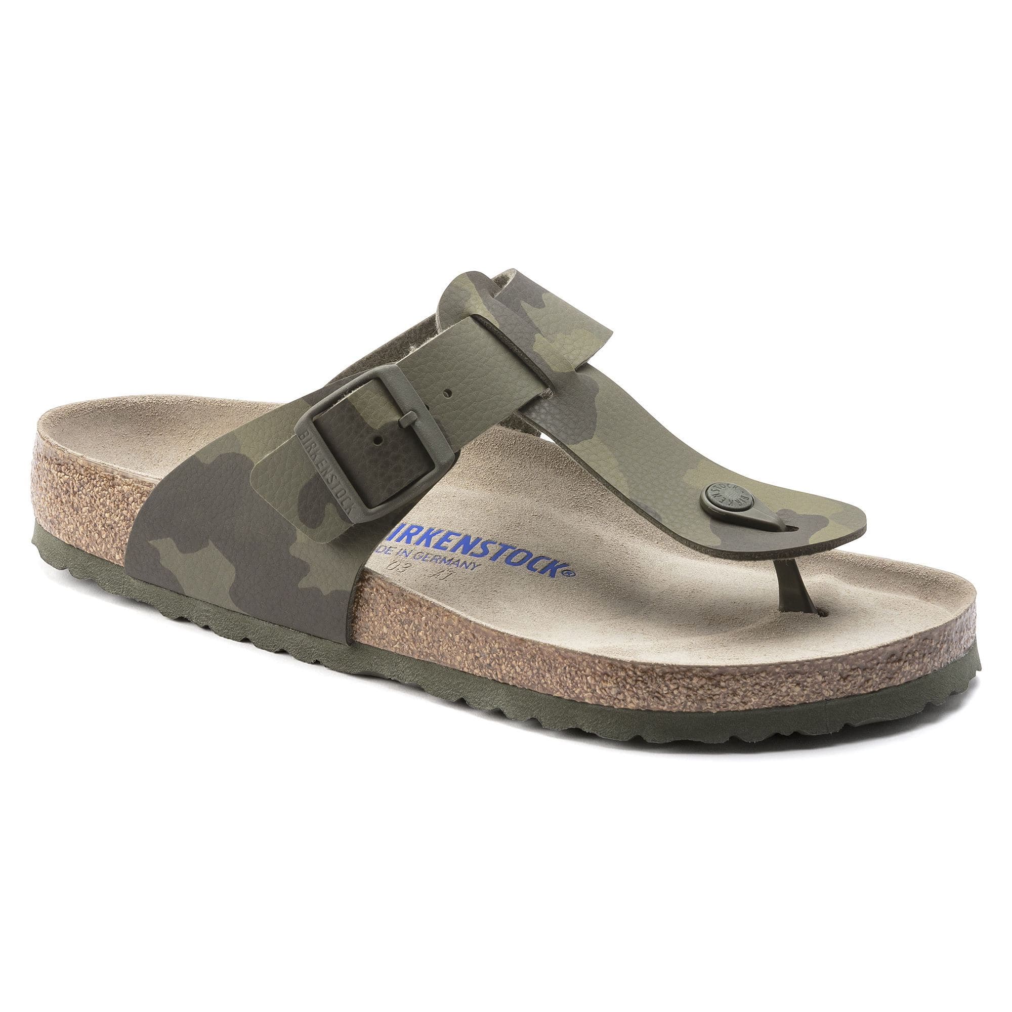 Camouflage Green Camo Birkenstocks Mens Medina Soft Footbed Birko-Flor
