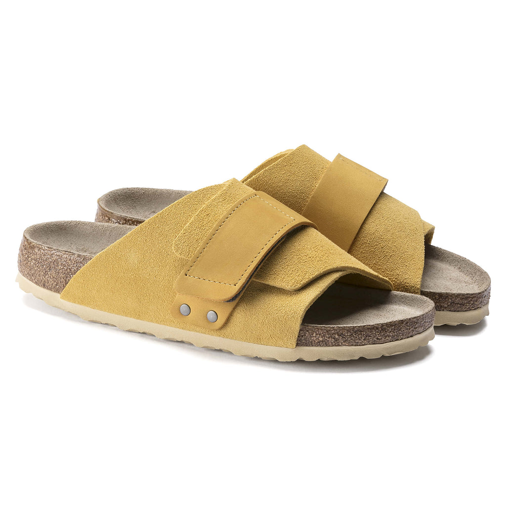 Birkenstock Yellow Kyoto Soft Footbed Nubuck/Suede Leather Pair