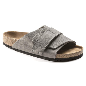 Shop Birkenstock Gray/Desert Buck Whale Gray Kyoto Soft Footbed Nubuck Leather footbed Sandal
