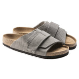Birkenstock Gray/Desert Buck Whale Gray Kyoto Soft Footbed Nubuck Leather footbed Sandal pair 