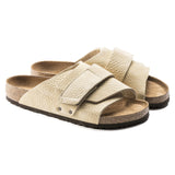 Birkenstock Beige/Desert Buck Almond Kyoto Soft Footbed Nubuck Leather Sandal Pair