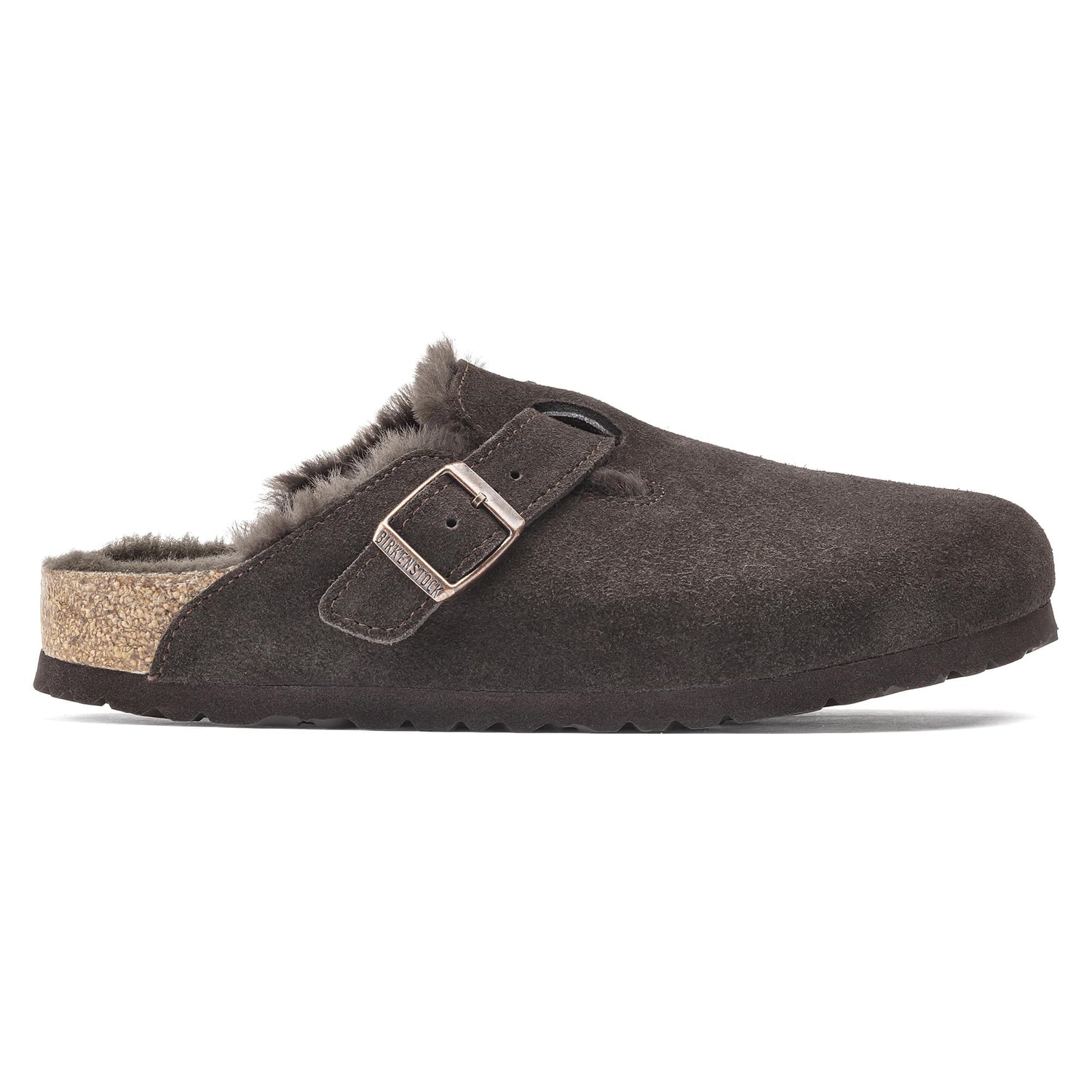 BIRKENSTOCK Boston Shearling Suede Leather Clog Brown