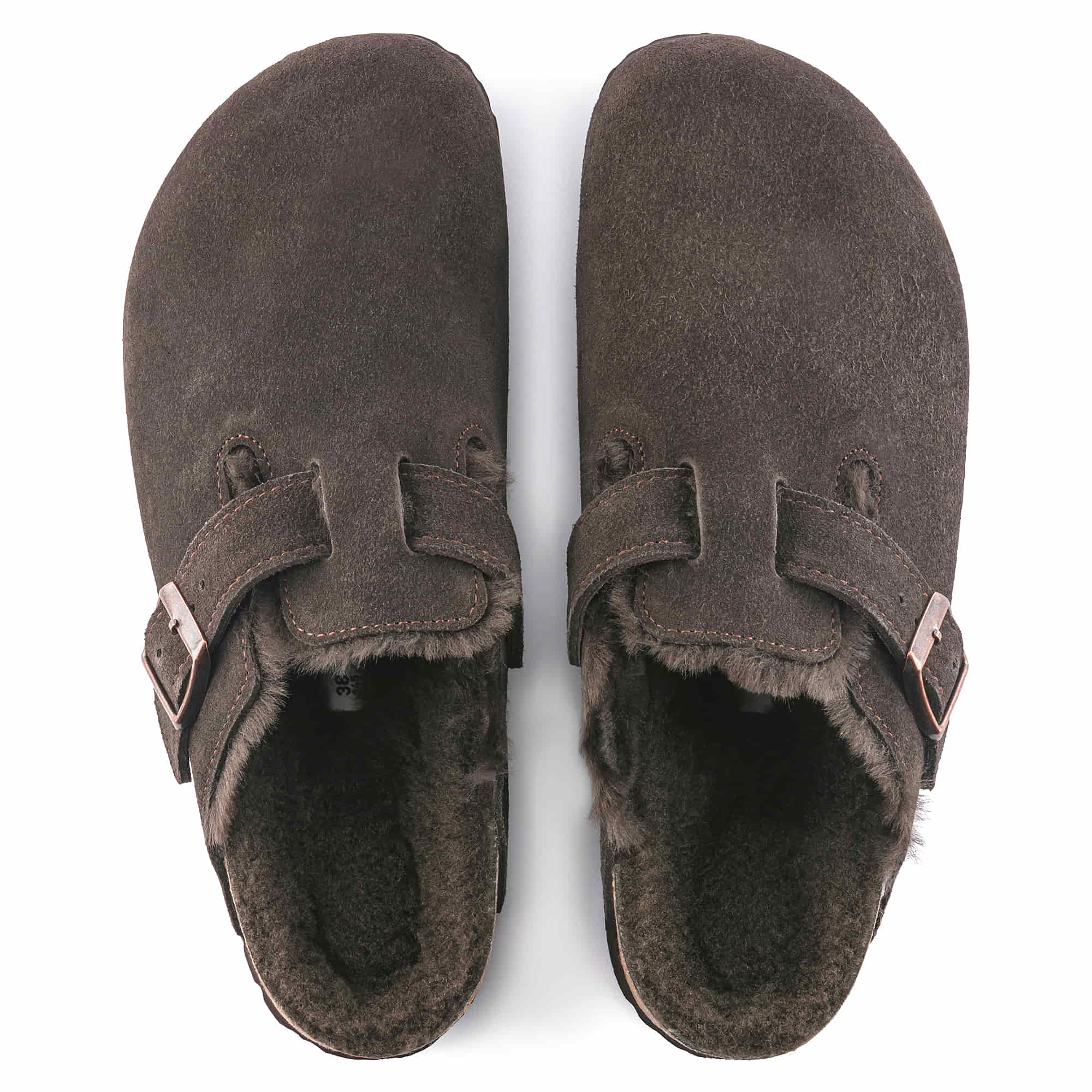 BIRKENSTOCK Boston Shearling Suede Leather Clog Brown
