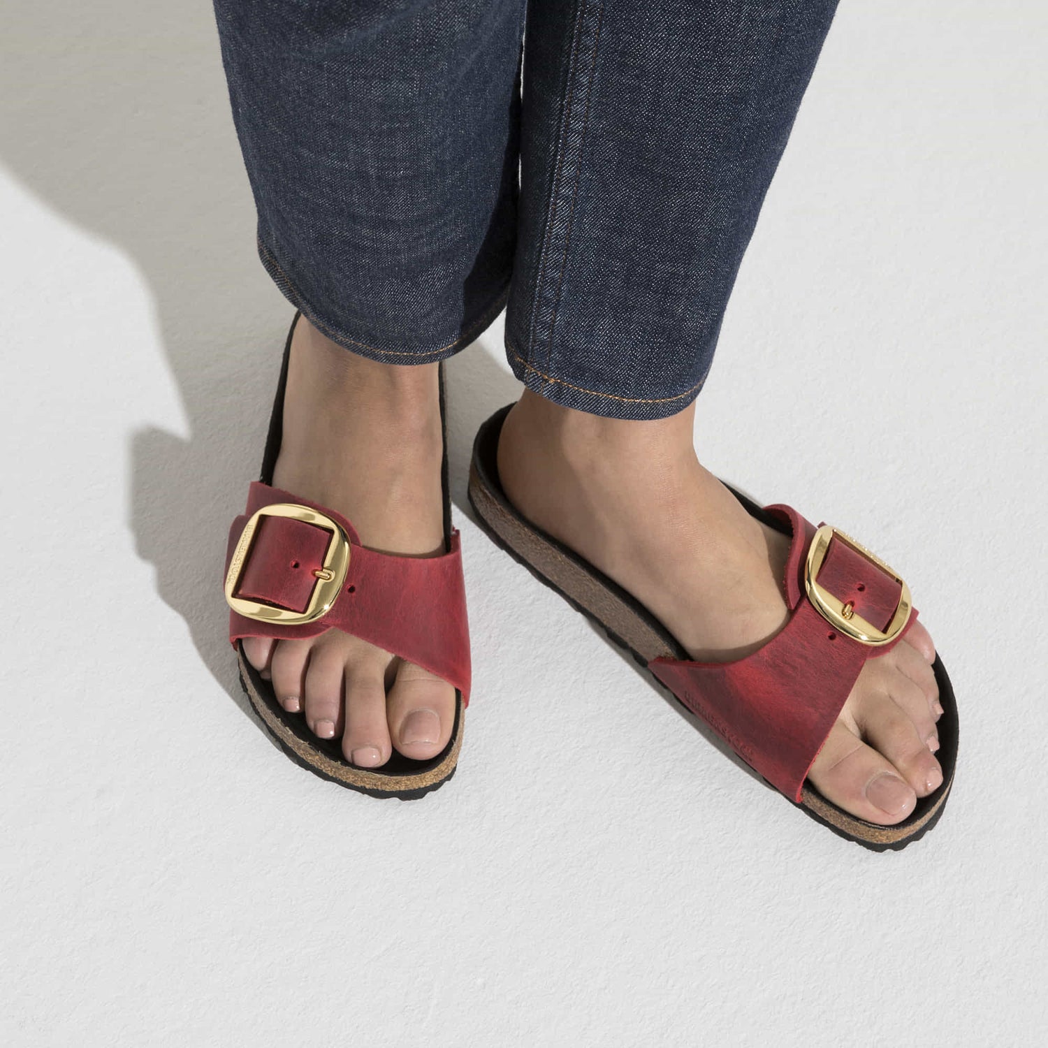 BIRKENSTOCK Madrid Big Buckle Oiled Leather Sandal Red