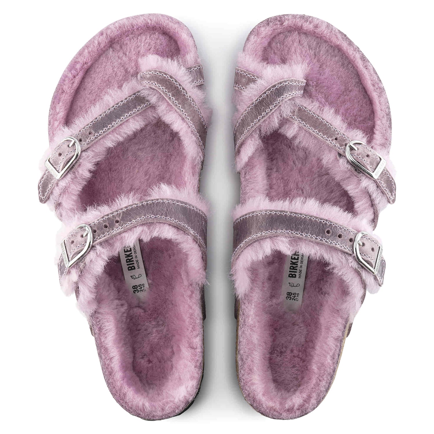 Birkenstock Mayari Shearling purple  Oiled Leather Top Look