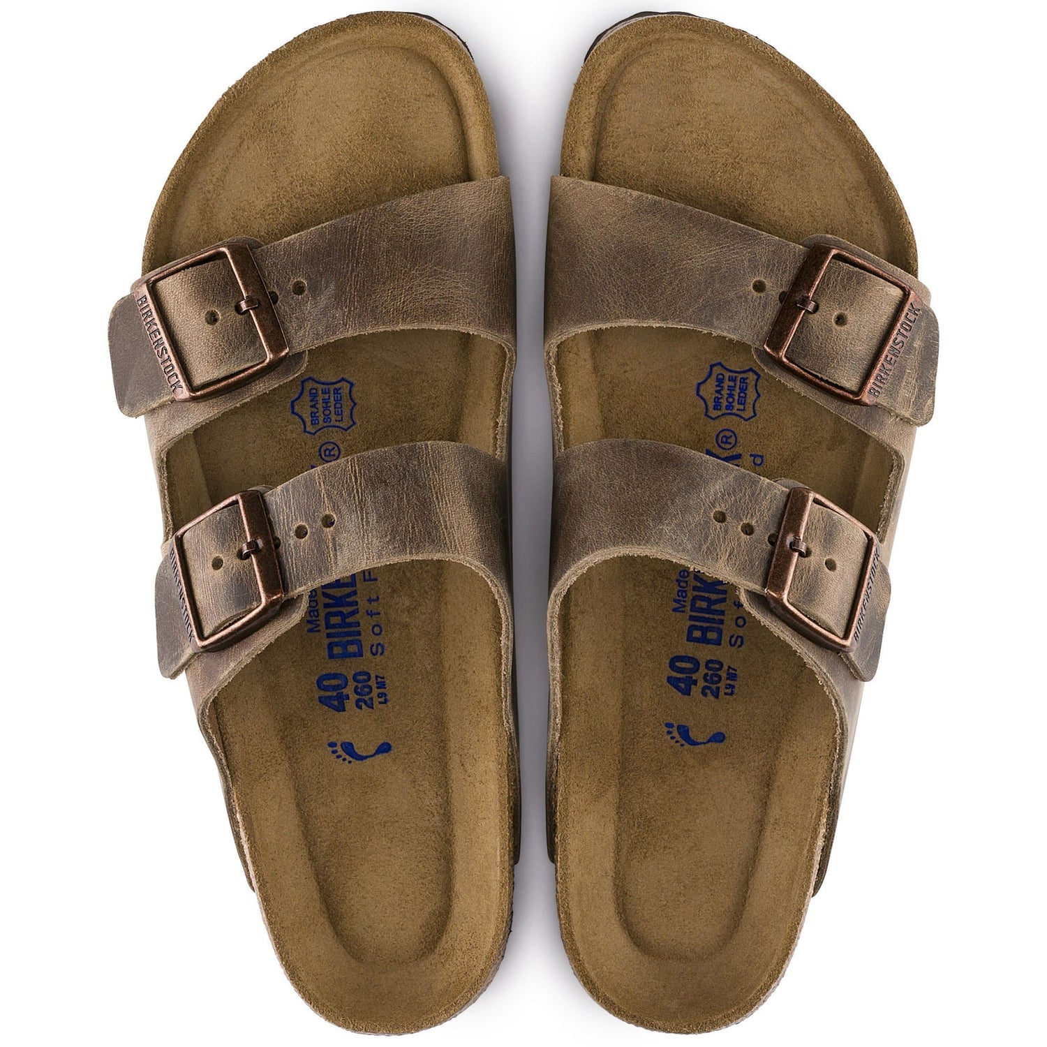 Tobacco Brown Arizona Oiled Leather Birkenstock Metallic Soft