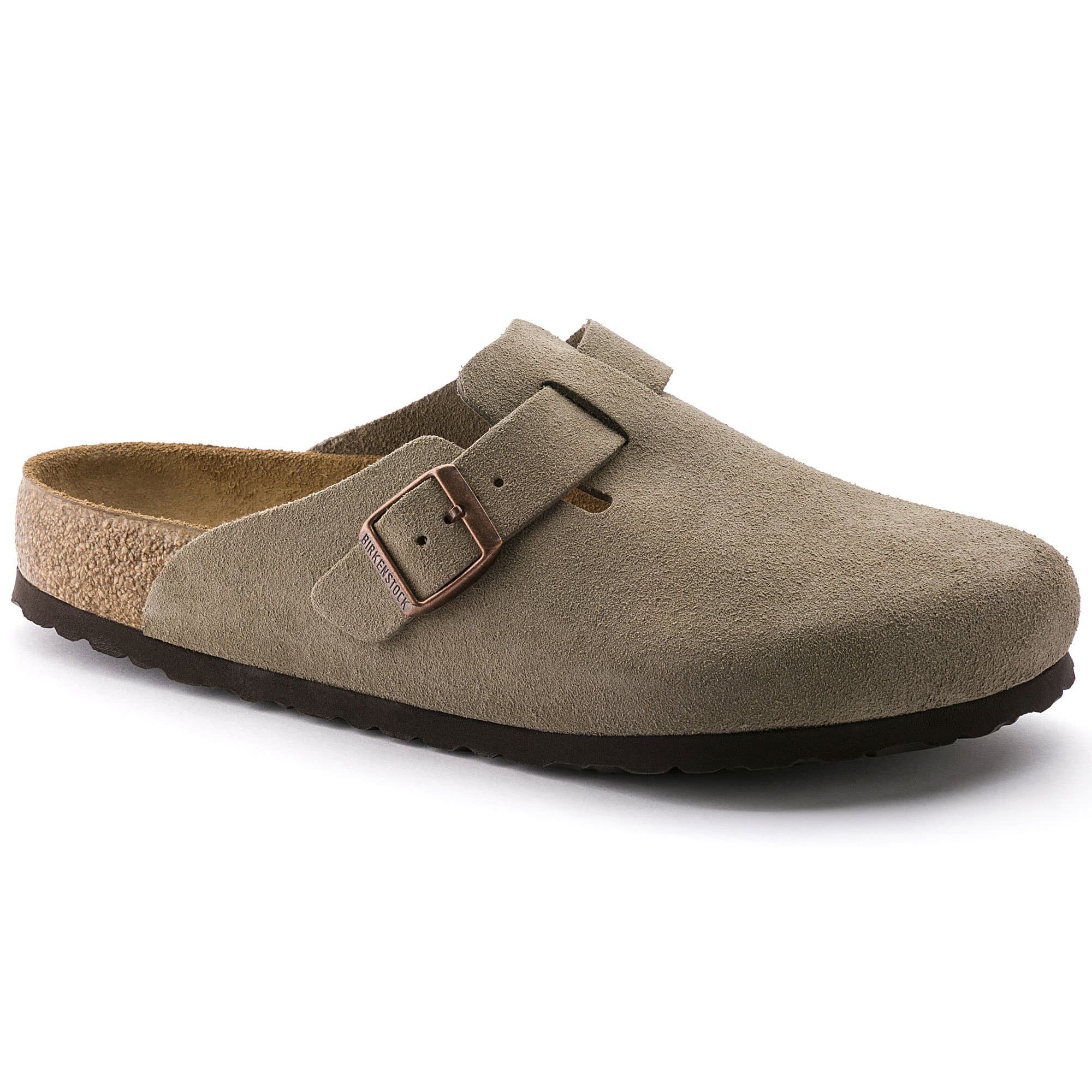 Taupe Suede Suede Birkenstock Clogs Boston Soft Footbed Suede Leather