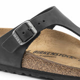 Birkenstock black Gizeh Oiled Leather footbed Sandal