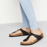 Know about Birkenstock black Gizeh Oiled Leather